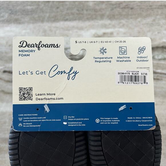 NWT Dearfoams Slippers Marshall Microsuede Black Mens Small 7-8 - Picture 3 of 7